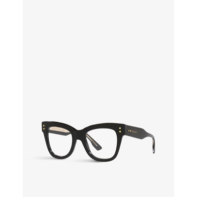 Shop Gucci Women's Black Gg1082o Square-frame Acetate Prescription Glasses