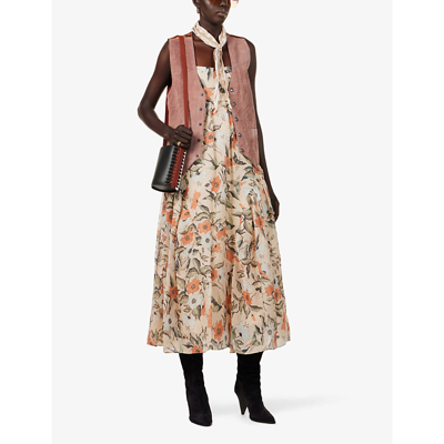 Shop Ulla Johnson Astrid Floral-print Woven Maxi Dress In Alabaster