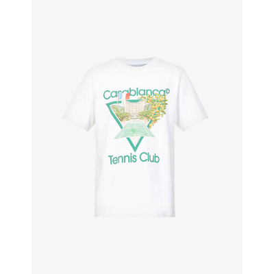 Shop Casablanca Tennis Club Graphic-print Relaxed-fit Organic-cotton T-shirt In Tennis Club Icon