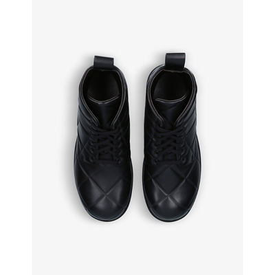Shop Bottega Veneta Mens Black Strut Grid Quilted Leather Ankle Boots