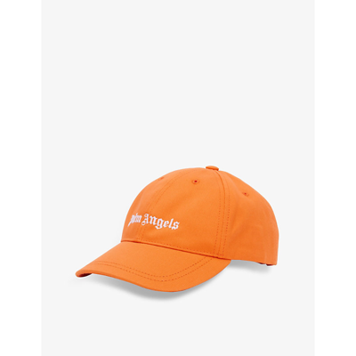 Shop Palm Angels Brand-embroidered Curved-brim Cotton-twill Baseball Cap In Orange