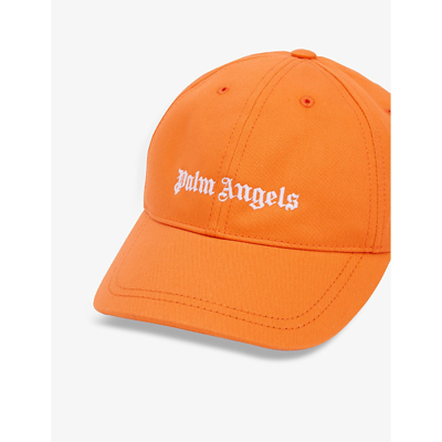 Shop Palm Angels Brand-embroidered Curved-brim Cotton-twill Baseball Cap In Orange