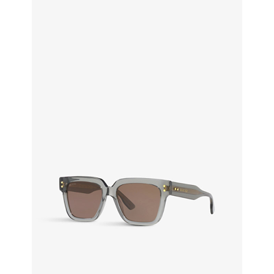 Shop Gucci Women's Grey Gg1084s Square-frame Acetate Sunglasses