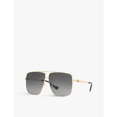 Shop Gucci Women's Gold Gg1087s Metal-frame Aviator Sunglasses