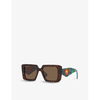 Prada Womens Brown Pr 23ys Square-frame Tortoiseshell Acetate Sunglasses In Brown