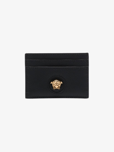 Shop Versace Medusa Card Holder In Leather In Black