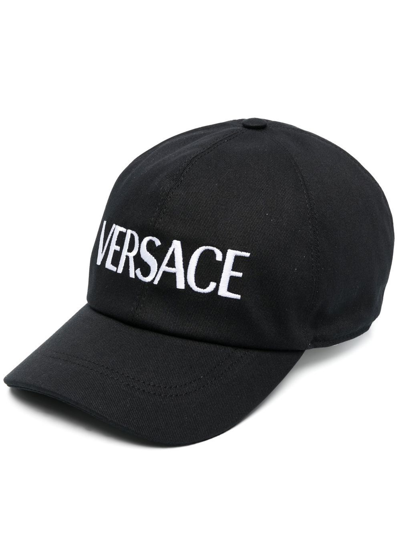Shop Versace Baseball Cap With Embroidery In Black
