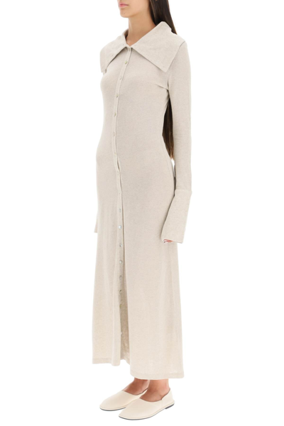 Shop By Malene Birger 'leyah' Long Dress In Linen Knit In Beige
