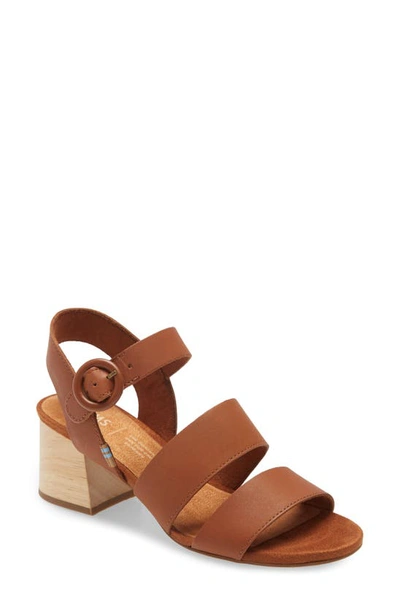 Shop Toms Grace Block Heel Sandal In Tan Leather