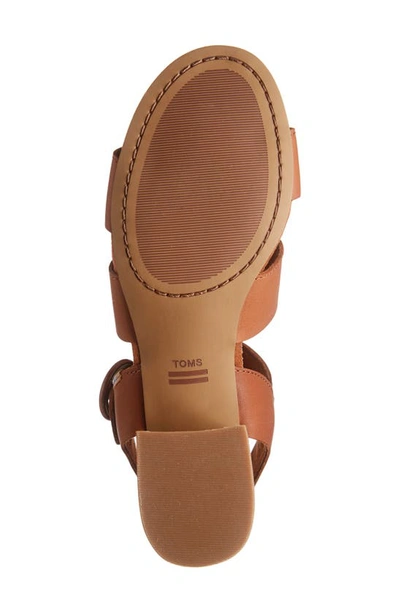 Shop Toms Grace Block Heel Sandal In Tan Leather