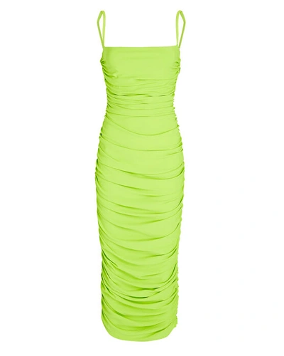 Shop Solace London Adler Ruched Midi Slip Dress In Green-lt