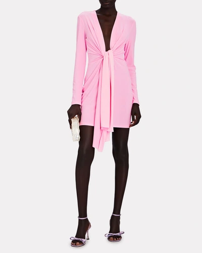Shop Solace London Renzo Tie-front Crepe Mini Dress In Pink