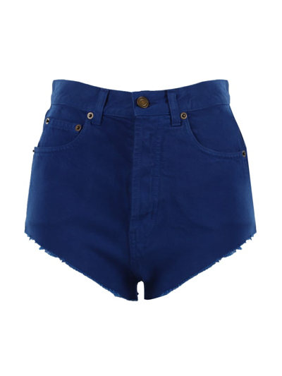 Shop Saint Laurent High-wasted Shorts In Blue