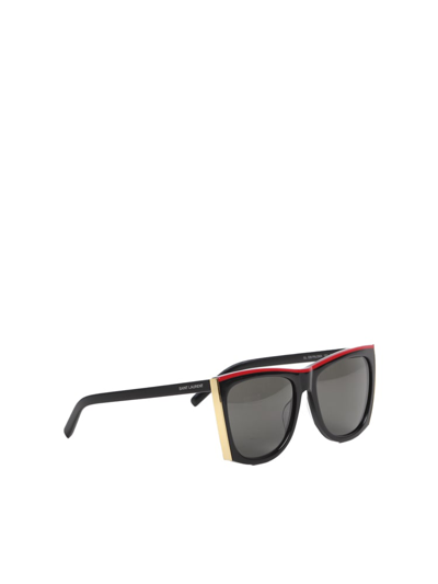 Shop Saint Laurent Paloma Acetate Sunglasse In Black, Red, Gold