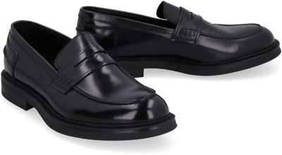 Shop Doucal's Calfskin Loafers In Black