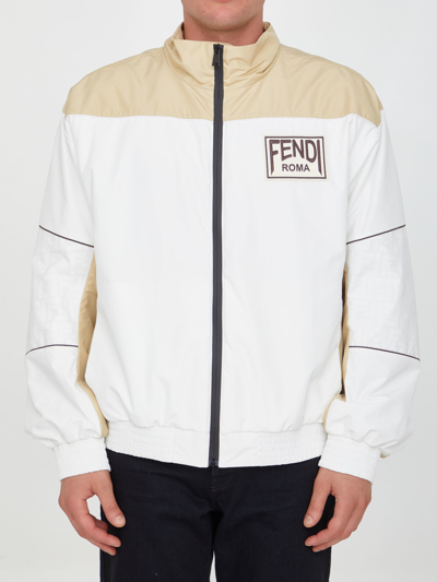 Fendi Track Jacket With Logo In Beige ModeSens