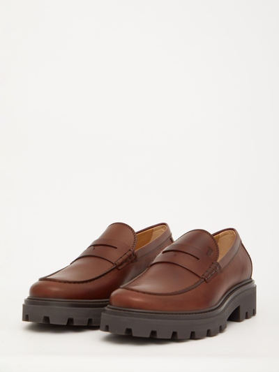 Shop Tod's Brown Leather Loafers