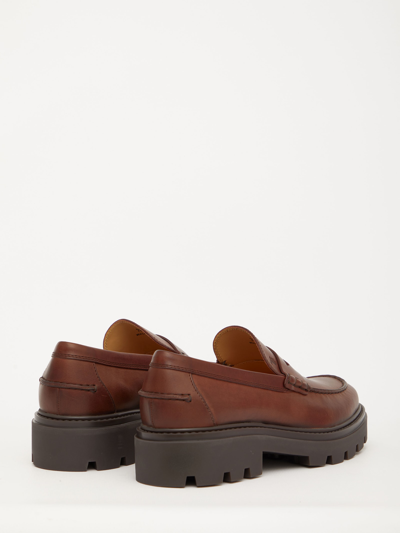 Shop Tod's Brown Leather Loafers