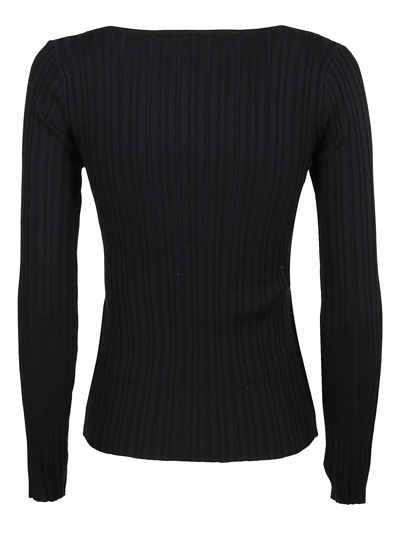 Shop Iro Amarok Square-neck Ribbed Sweater In Black
