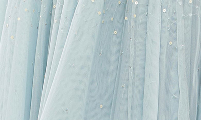 Shop Mac Duggal Sequin & Crystal Embellished Ruffle Sleeve Midi Cocktail Dress In Powder Blue