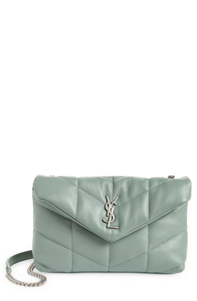 Shop Saint Laurent Mini Loulou Puffer Crossbody Bag In Vert Opaline