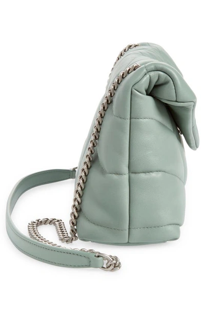 Shop Saint Laurent Mini Loulou Puffer Crossbody Bag In Vert Opaline