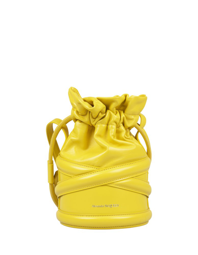 Shop Alexander Mcqueen Soft Curve Drawstring Bucket Bag In Yellow