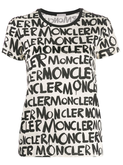 Shop Moncler Allover Logo Printed Crewneck T In Multi