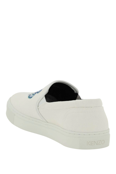 Kenzo White K-skate Tiger Slip-on Sneakers In White