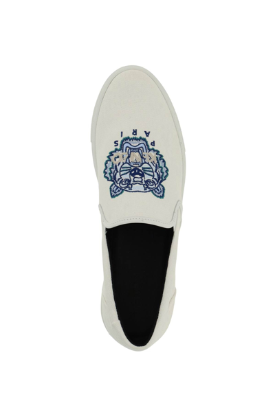 Kenzo White K-skate Tiger Slip-on Sneakers In White