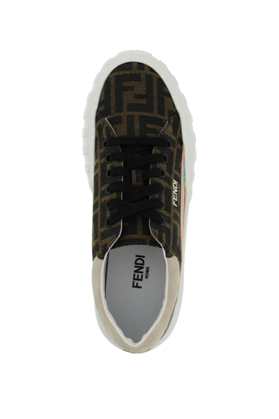Shop Fendi Force Sneakers In Brown,white