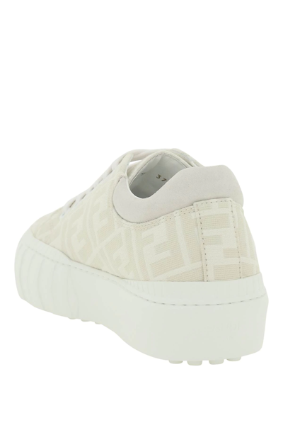 Shop Fendi Force Sneakers In White,beige