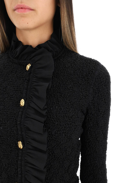 Shop Alexander Wang Ruffle Jacket In Smocked Jersey In Black