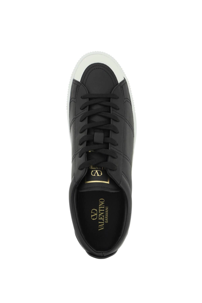 Shop Valentino Leather Cityplanet Sneakers In Black