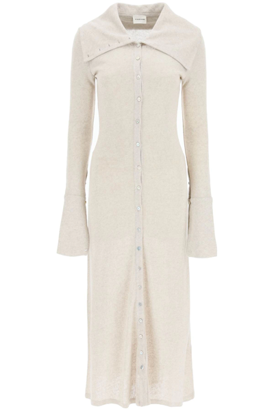 Shop By Malene Birger 'leyah' Long Dress In Linen Knit In Beige