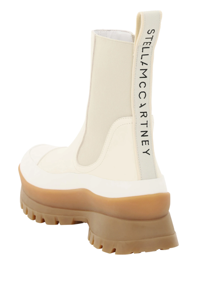 Shop Stella Mccartney Trace Chelsea Boots In White,beige