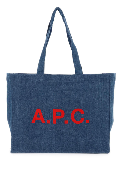 Shop Apc Diane Denim Tote Bag In Blue,red