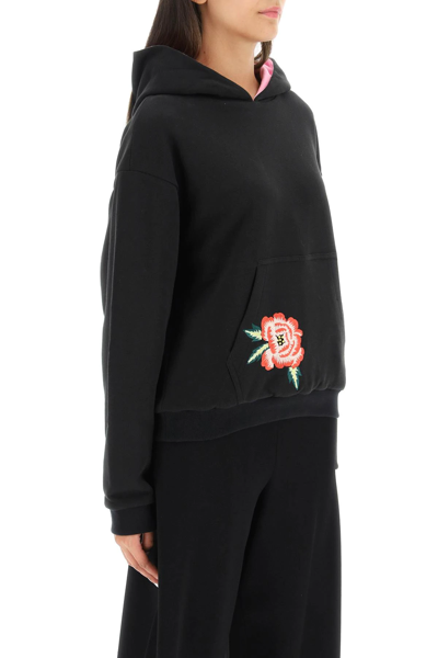 Shop Kenzo Reversible Embroidered Hoodie In Black,pink