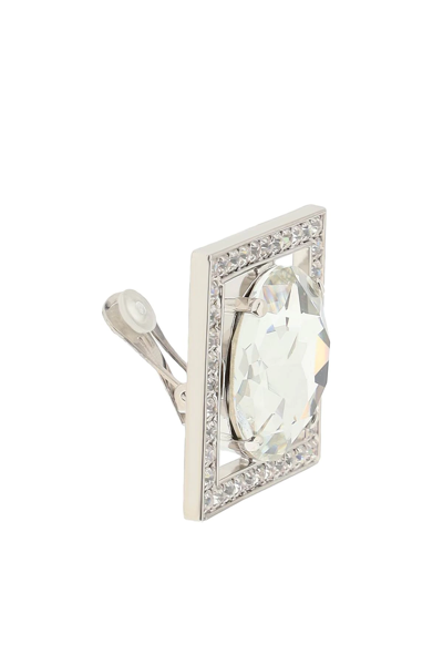Shop Alessandra Rich Square Earrings In Silver