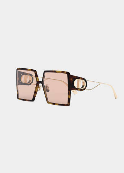 Shop Dior Oversized Square Acetate/metal Sunglasses In 53y Blonde Havana
