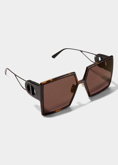 Shop Dior Oversized Square Acetate/metal Sunglasses In 52c Dark Havana