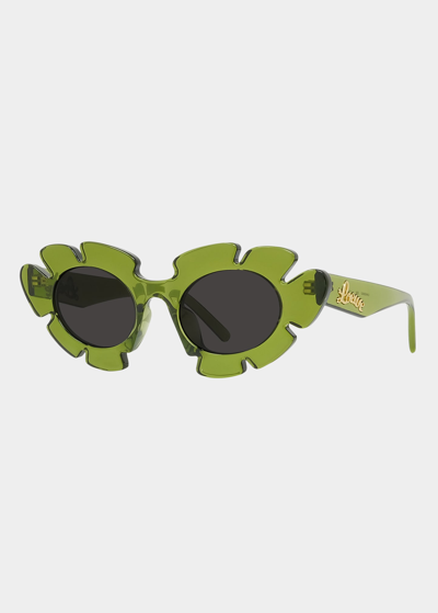 Shop Loewe Flower Acetate Sunglasses In 93a Shiny Light