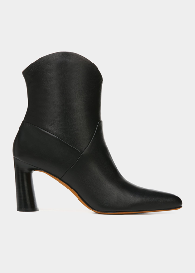 Shop Vince Harlow Leather Ankle Booties In Black