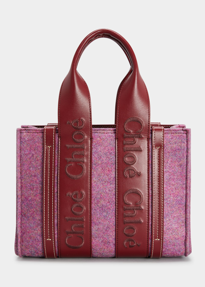 Chloé Woody Small Recycled Felt Tote Bag In Striking Purple | ModeSens