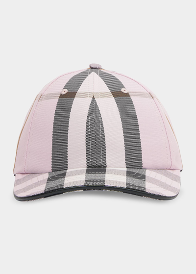 Shop Burberry Giant Check Canvas Baseball Cap In New Pink
