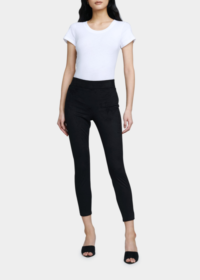 Shop L Agence Nini Cropped Pull-on Skinny Pants In Black