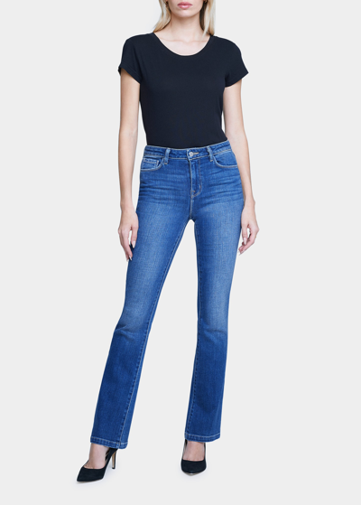 Shop L Agence Dean High-rise Slim Bootcut Jeans In Sequoia