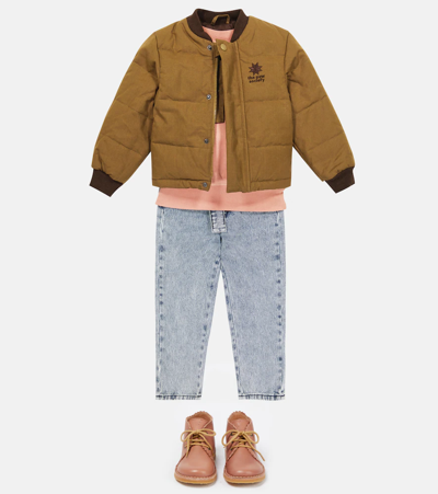 The New Society Matheo Cotton Canvas Varsity Jacket In Olive