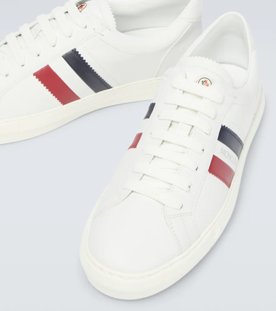 Shop Moncler New Monaco Leather Sneakers In White
