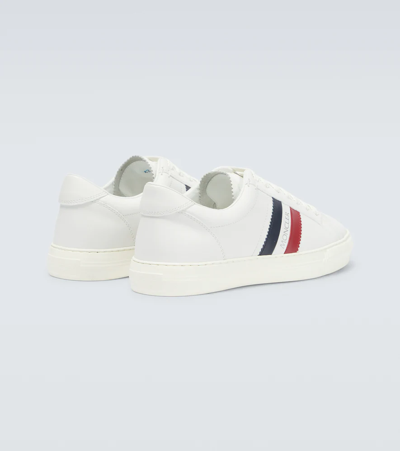 Shop Moncler New Monaco Leather Sneakers In White